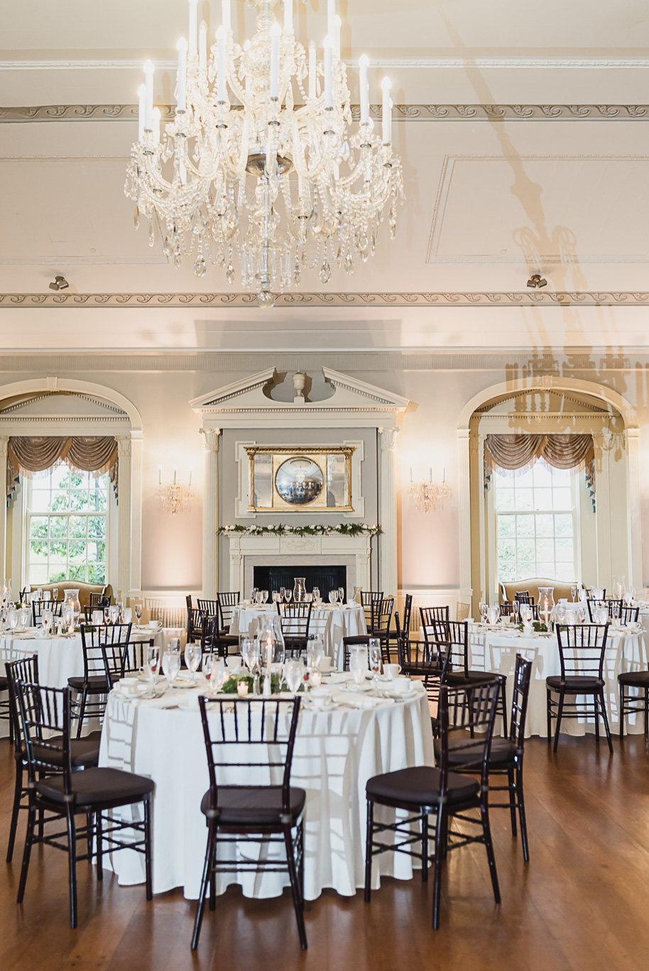 A spring black and white Lovett Hall wedding at Greenfield Village in Dearborn, Michigan provided by Kari Dawson Photography.