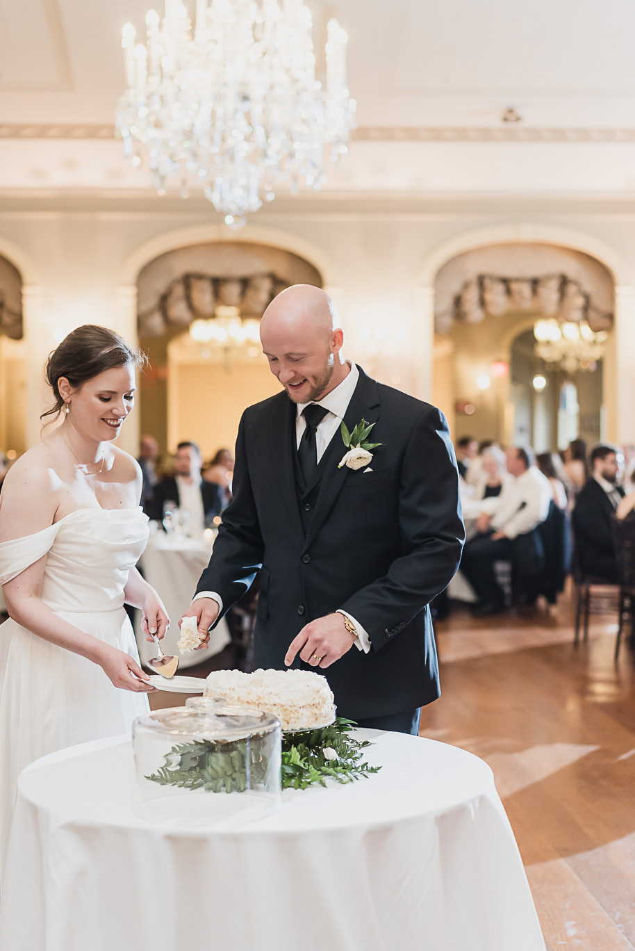 A spring black and white Lovett Hall wedding at Greenfield Village in Dearborn, Michigan provided by Kari Dawson Photography.