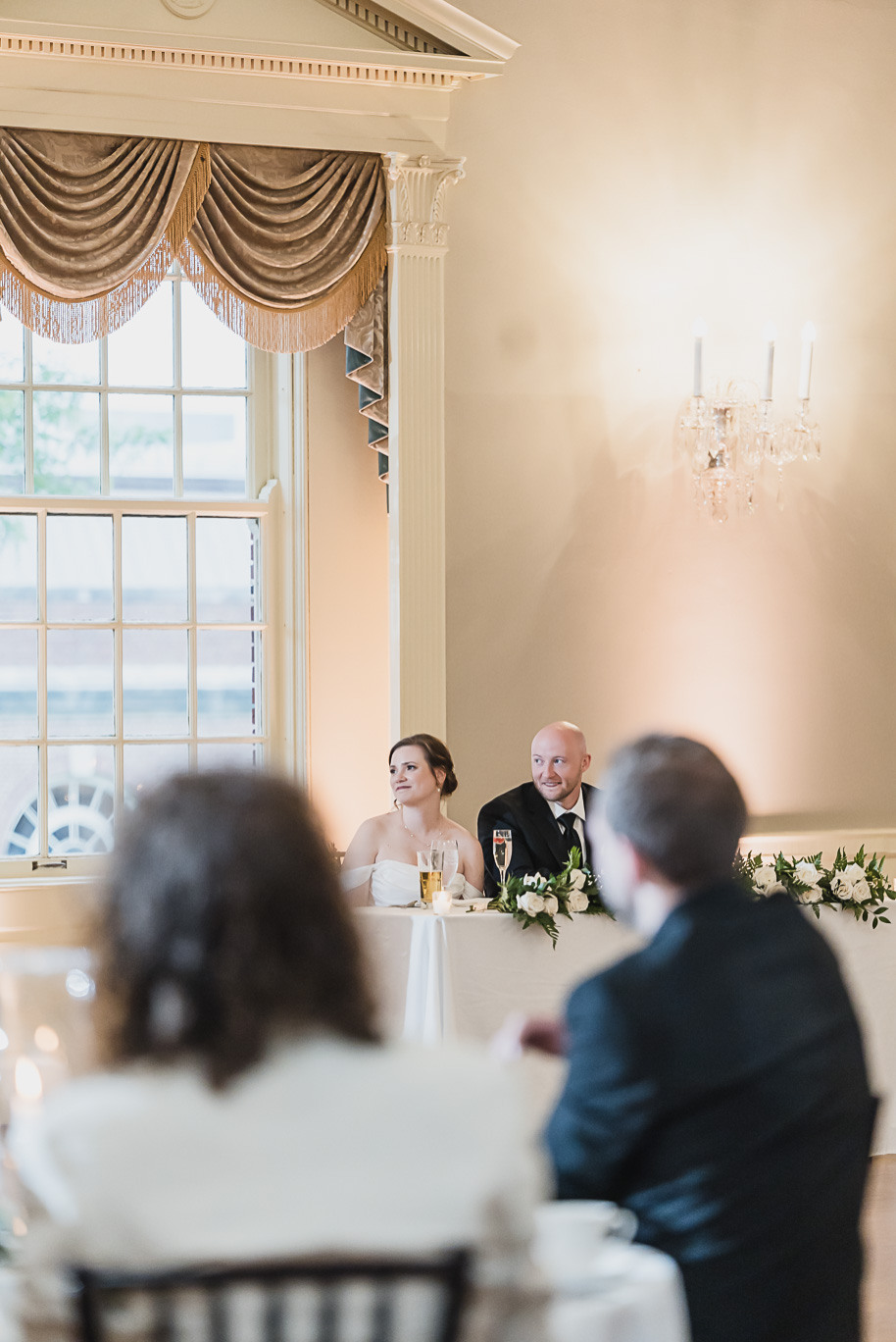 A spring black and white Lovett Hall wedding at Greenfield Village in Dearborn, Michigan provided by Kari Dawson Photography.