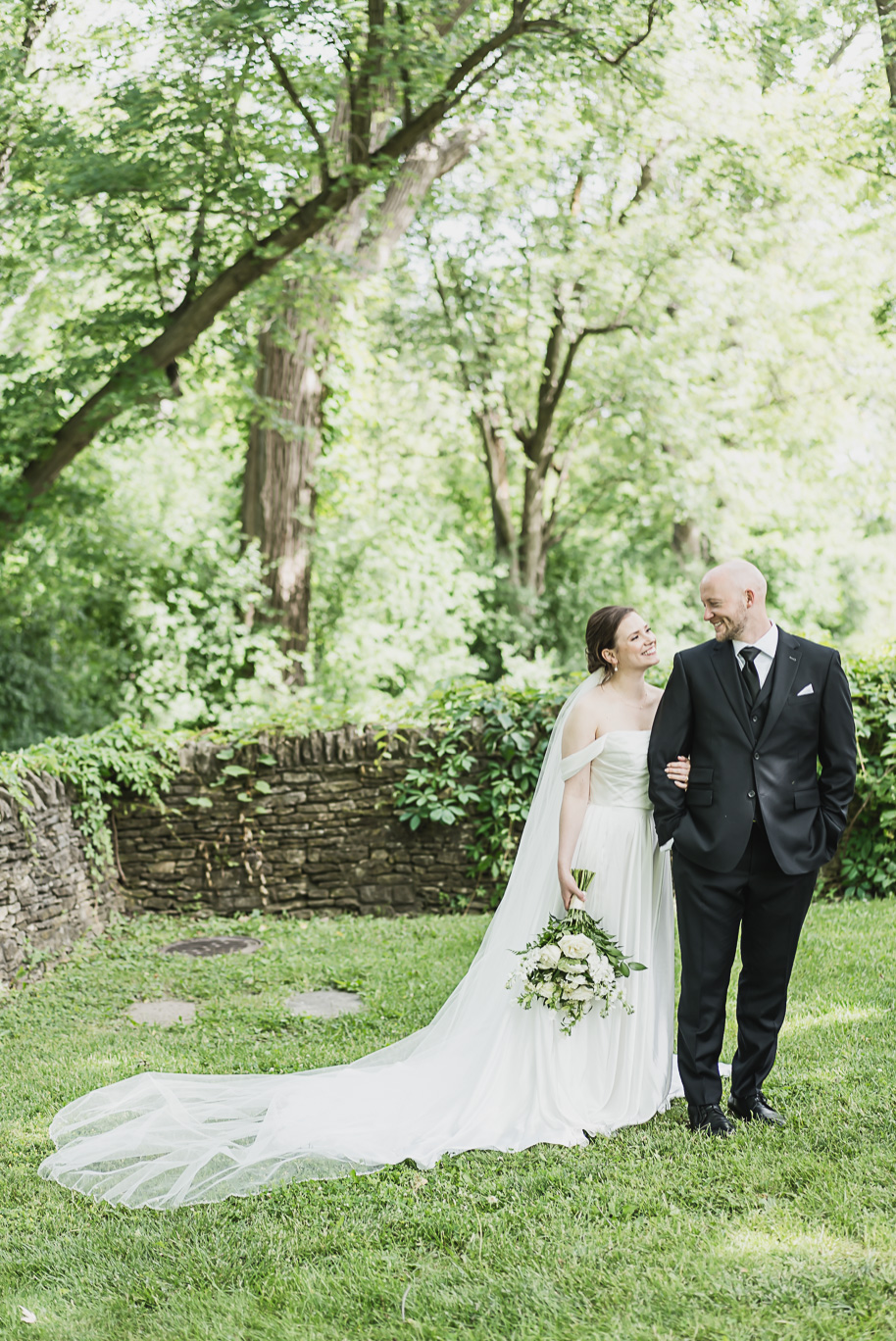 A spring black and white Lovett Hall wedding at Greenfield Village in Dearborn, Michigan provided by Kari Dawson Photography.