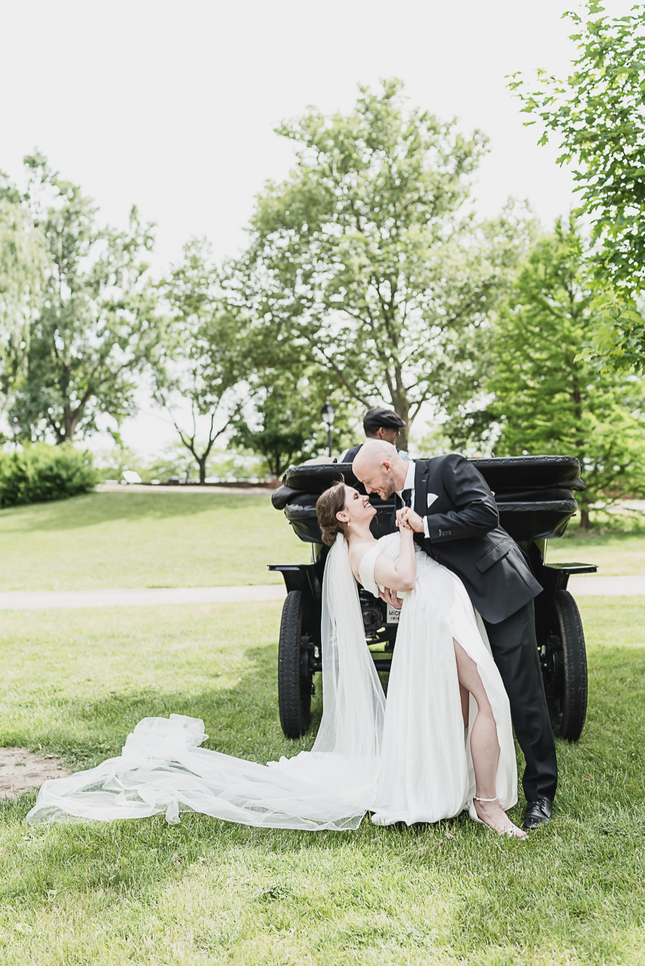 A spring black and white Lovett Hall wedding at Greenfield Village in Dearborn, Michigan provided by Kari Dawson Photography.