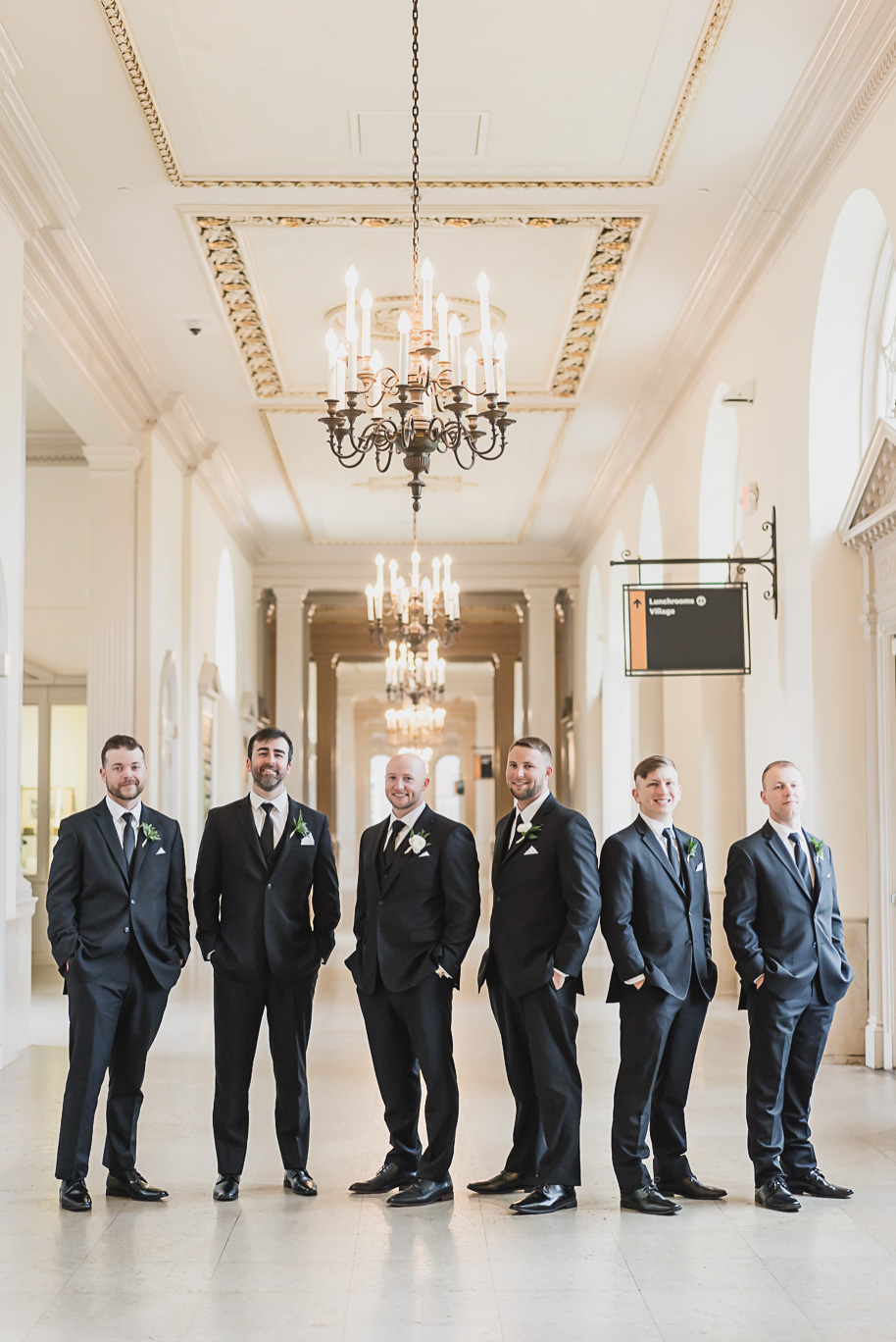 A spring black and white Lovett Hall wedding at Greenfield Village in Dearborn, Michigan provided by Kari Dawson Photography.