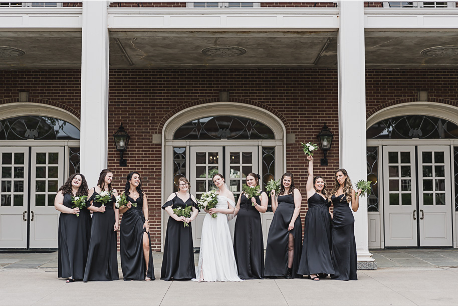 A spring black and white Lovett Hall wedding at Greenfield Village in Dearborn, Michigan provided by Kari Dawson Photography.