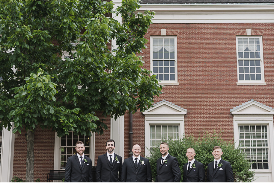 A spring black and white Lovett Hall wedding at Greenfield Village in Dearborn, Michigan provided by Kari Dawson Photography.