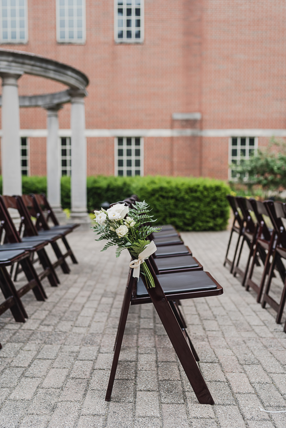 A spring black and white Lovett Hall wedding at Greenfield Village in Dearborn, Michigan provided by Kari Dawson Photography.