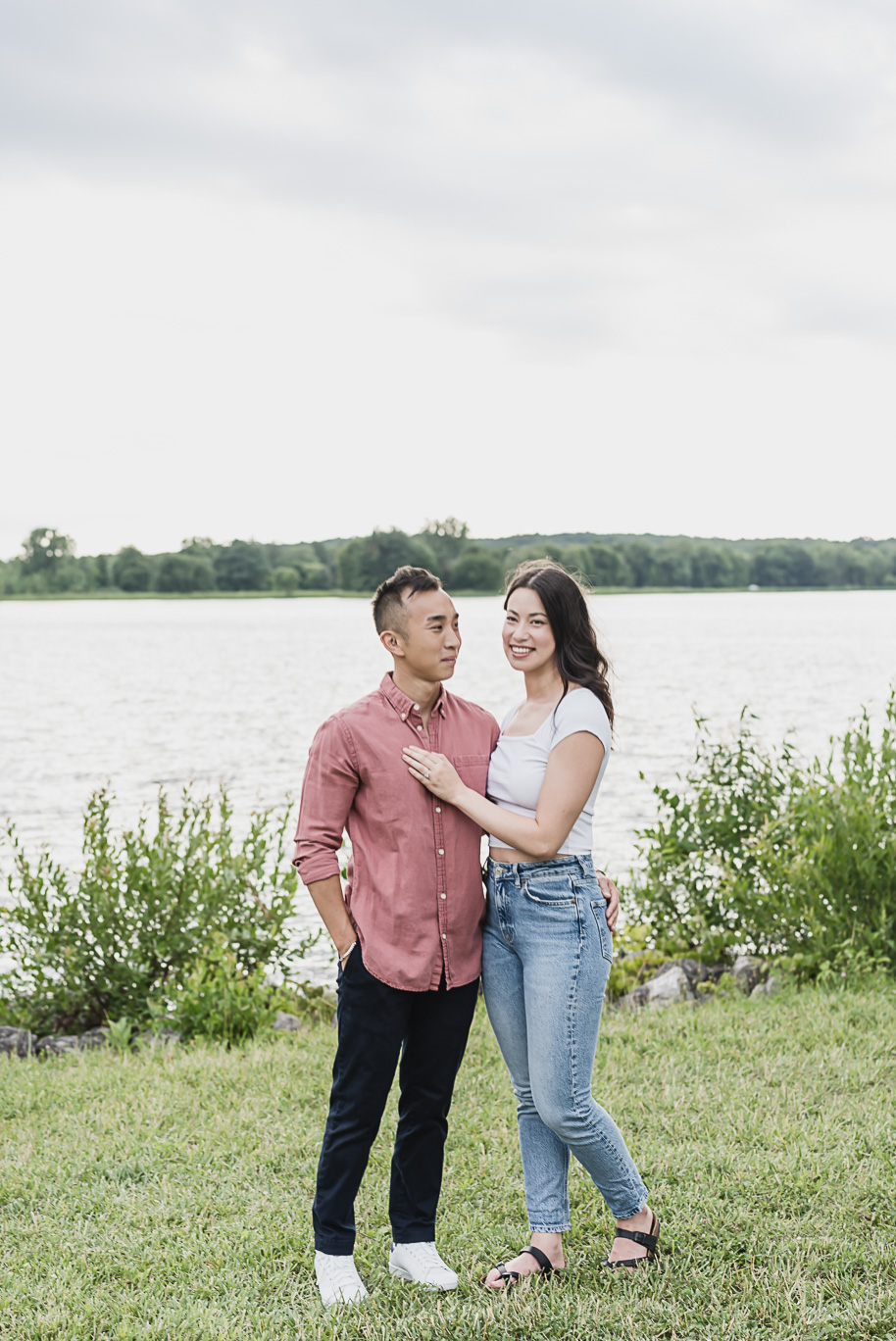 A summer Stony Creek engagement session on the water in Washington, Michigan provided by top-rated Michigan wedding photographer, Kari Dawson.