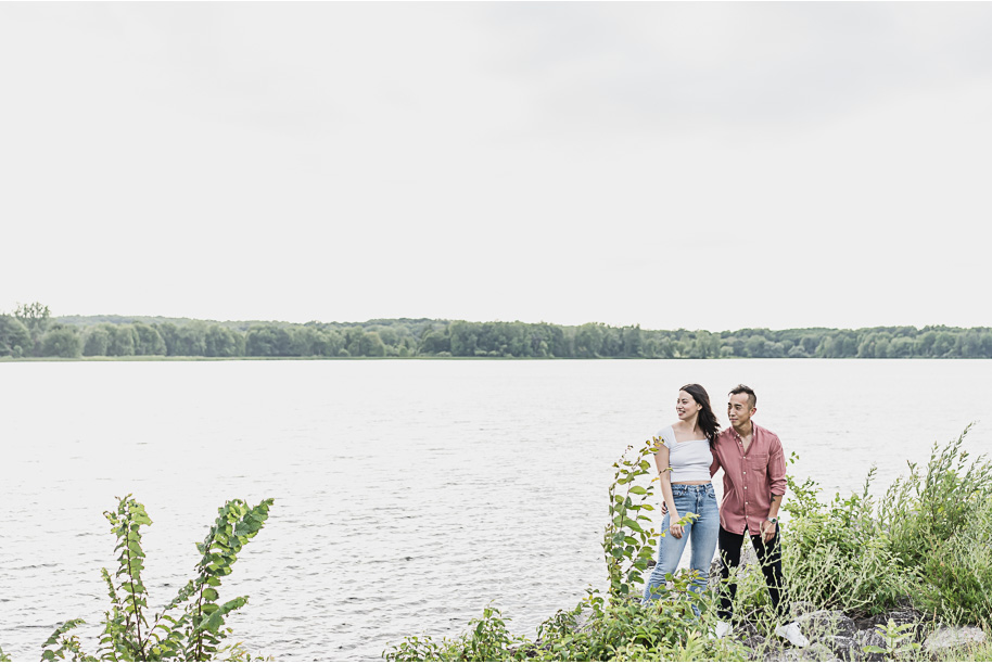 A summer Stony Creek engagement session on the water in Washington, Michigan provided by top-rated Michigan wedding photographer, Kari Dawson.