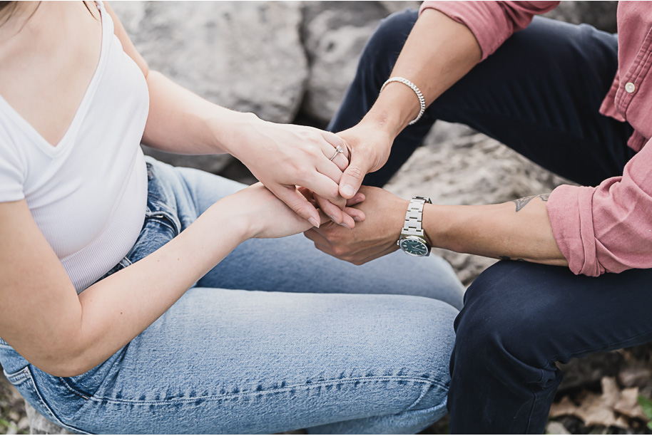 A summer Stony Creek engagement session on the water in Washington, Michigan provided by top-rated Michigan wedding photographer, Kari Dawson.