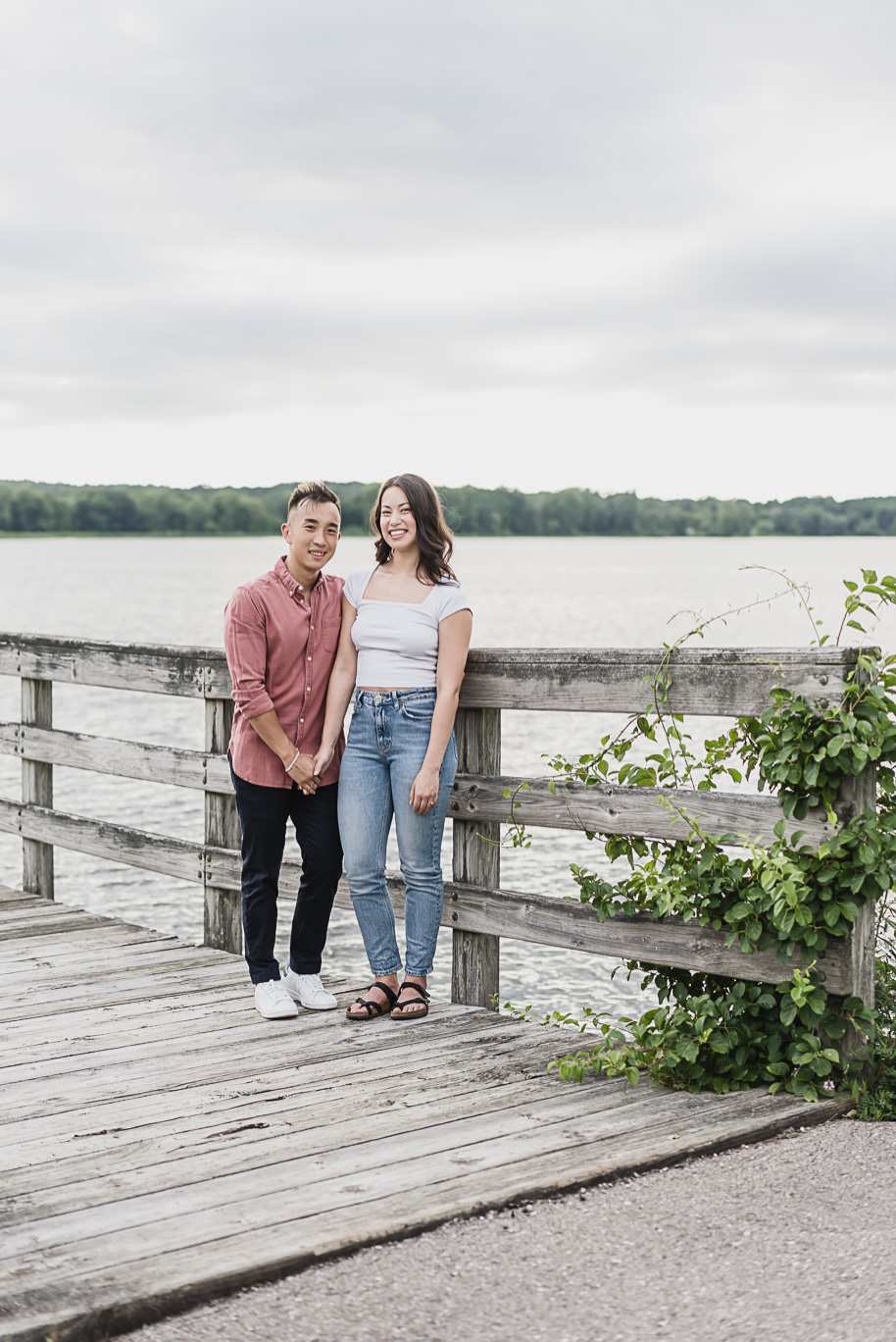 A summer Stony Creek engagement session on the water in Washington, Michigan provided by top-rated Michigan wedding photographer, Kari Dawson.