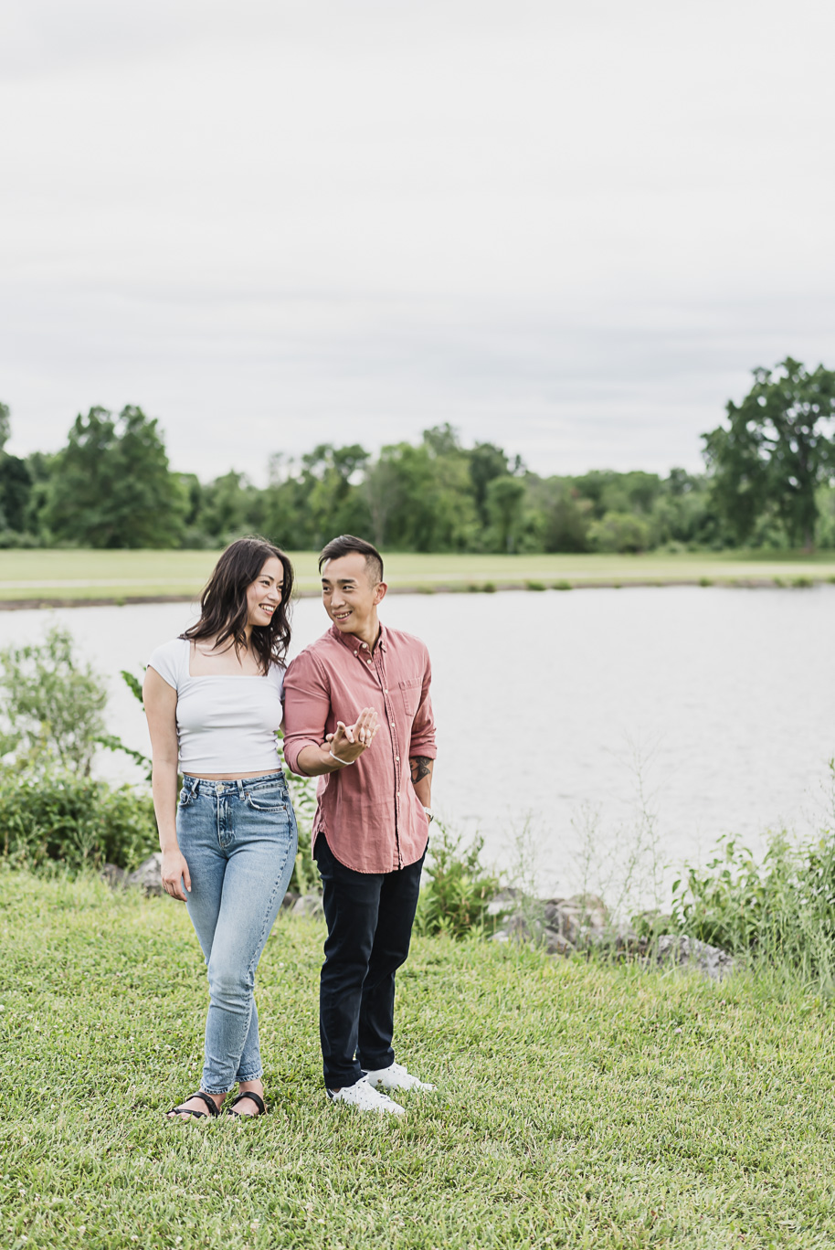 A summer Stony Creek engagement session on the water in Washington, Michigan provided by top-rated Michigan wedding photographer, Kari Dawson.