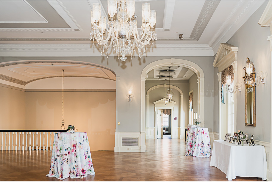 A sunny summer pastel color palette Lovett Hall wedding in Dearborn, Michigan at Greenfield Village provided by Kari Dawson.