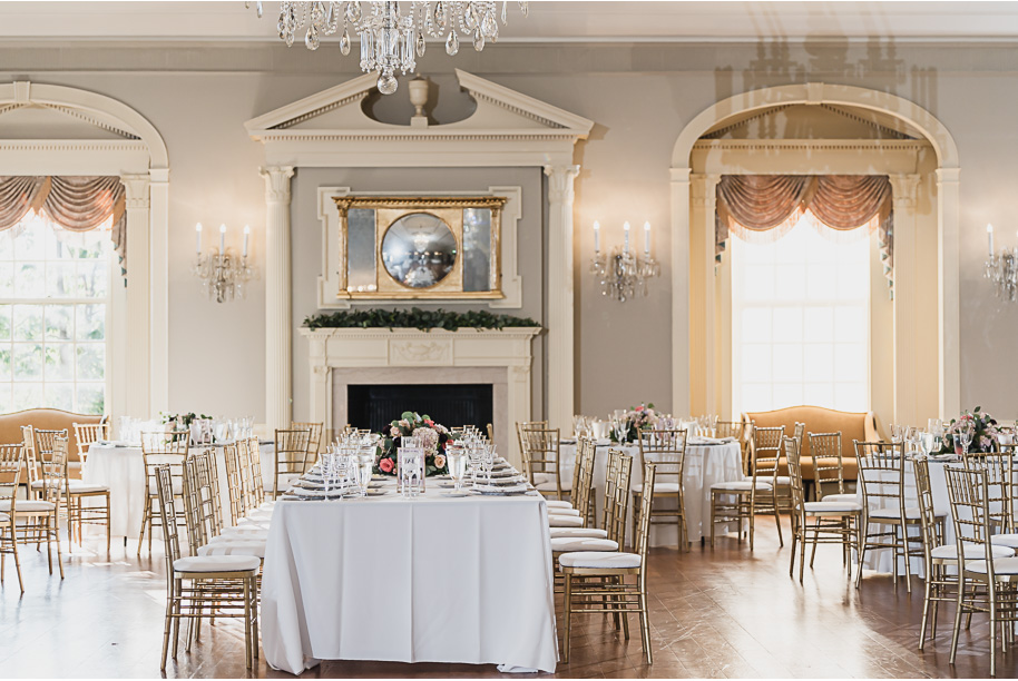 A sunny summer pastel color palette Lovett Hall wedding in Dearborn, Michigan at Greenfield Village provided by Kari Dawson.