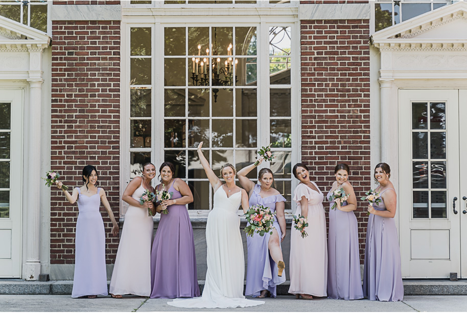 A sunny summer pastel color palette Lovett Hall wedding in Dearborn, Michigan at Greenfield Village provided by Kari Dawson.