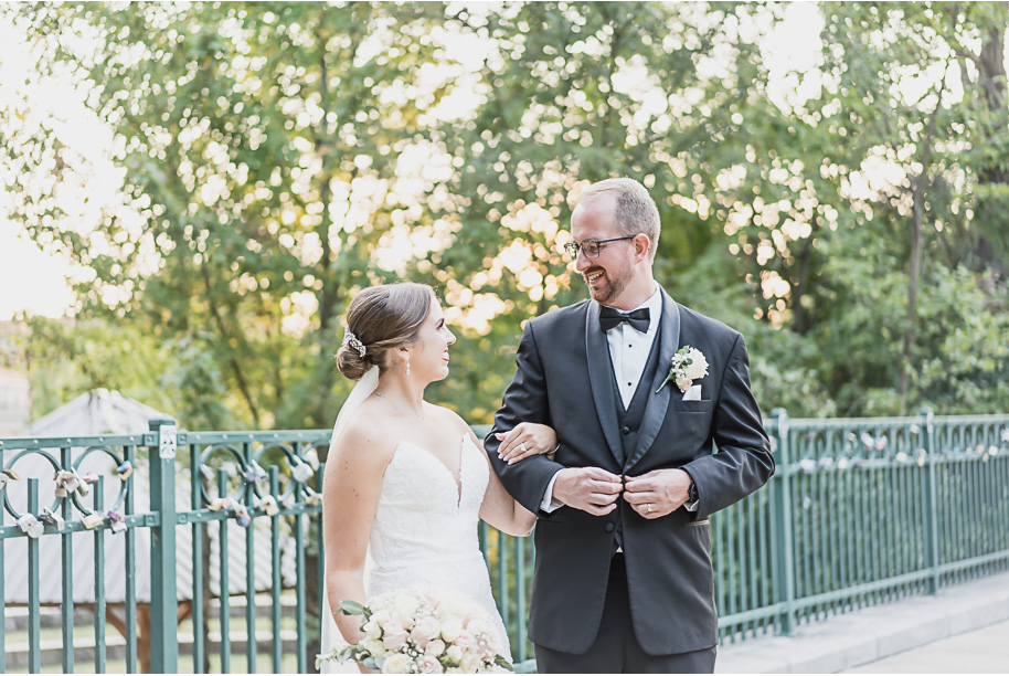 A romantic late summer intimate wedding at the Royal Park Hotel in Rochester, Michigan provided by top-rated Rochester wedding photograher Kari Dawson and her team.