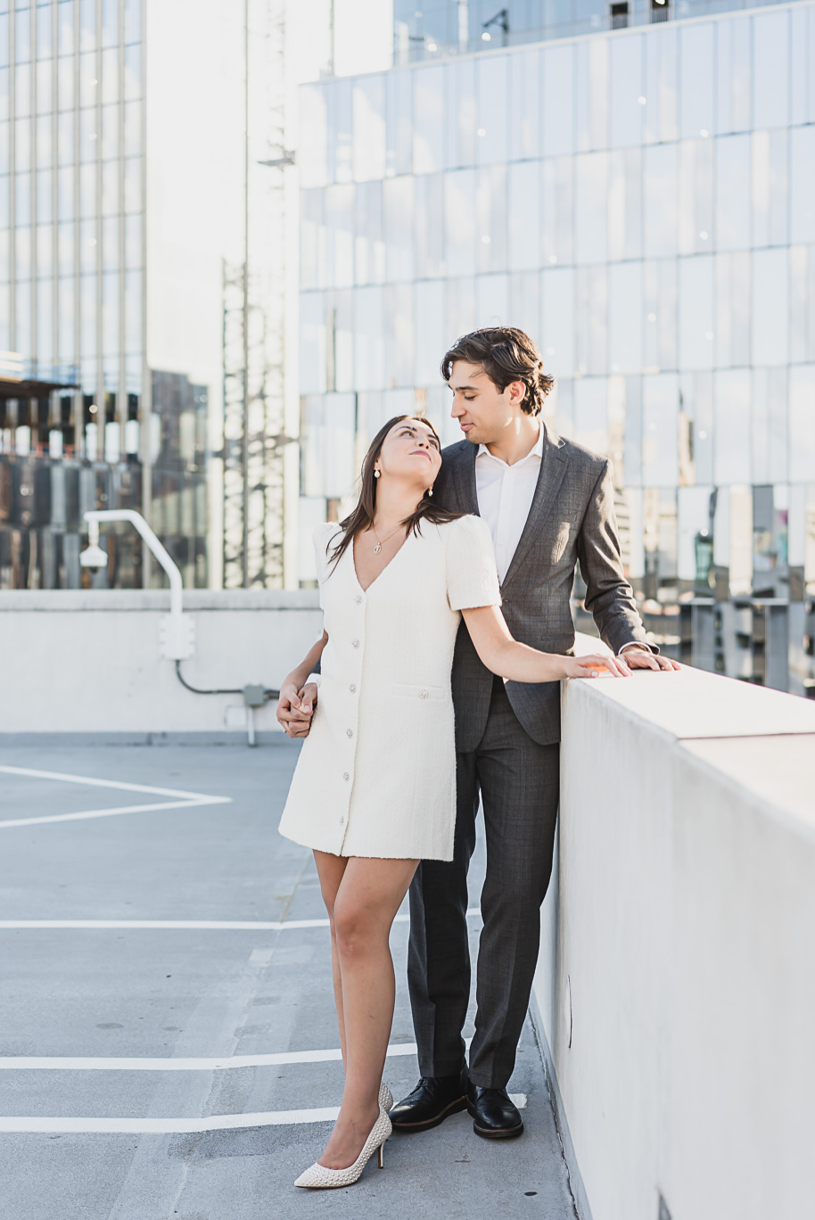 A classicly styled romantic downtown Detroit engagement session provided by top-rated Detroit wedding photographer Kari Dawson.