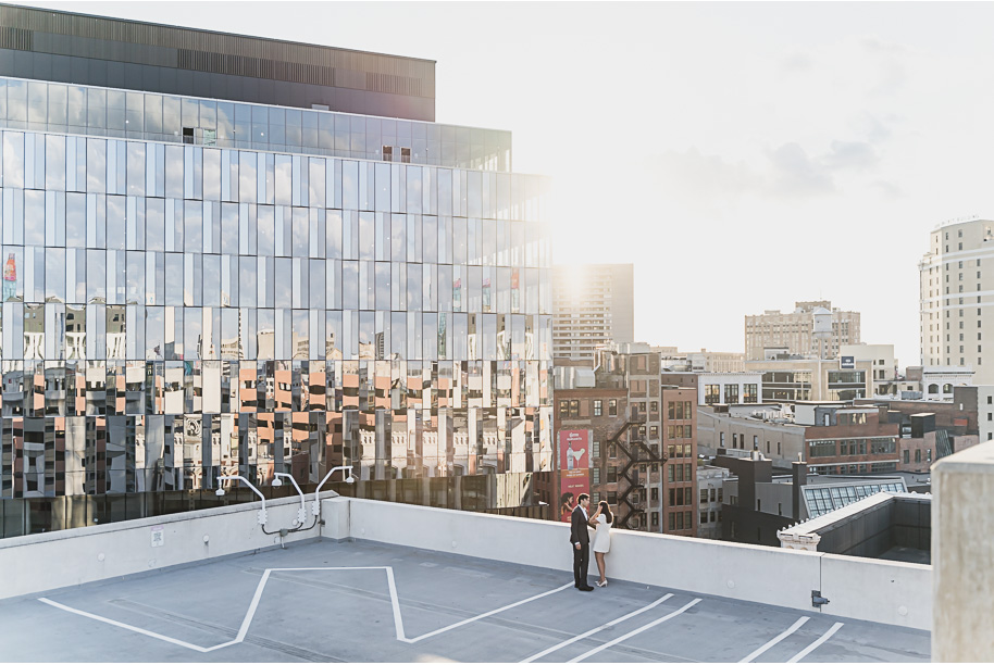 A classicly styled romantic downtown Detroit engagement session provided by top-rated Detroit wedding photographer Kari Dawson.