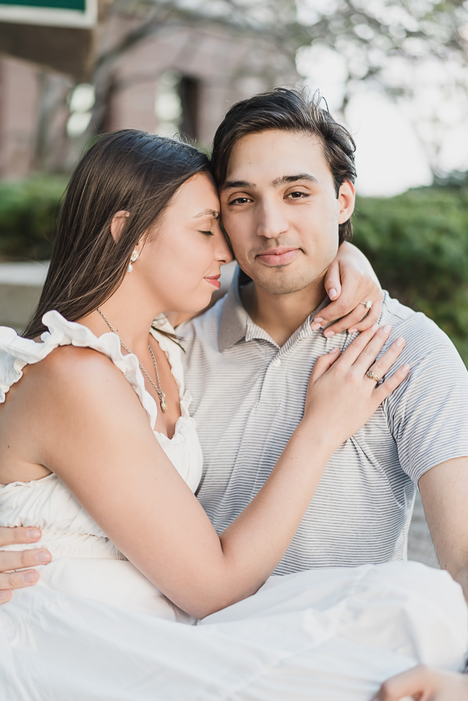 A classicly styled romantic downtown Detroit engagement session provided by top-rated Detroit wedding photographer Kari Dawson.