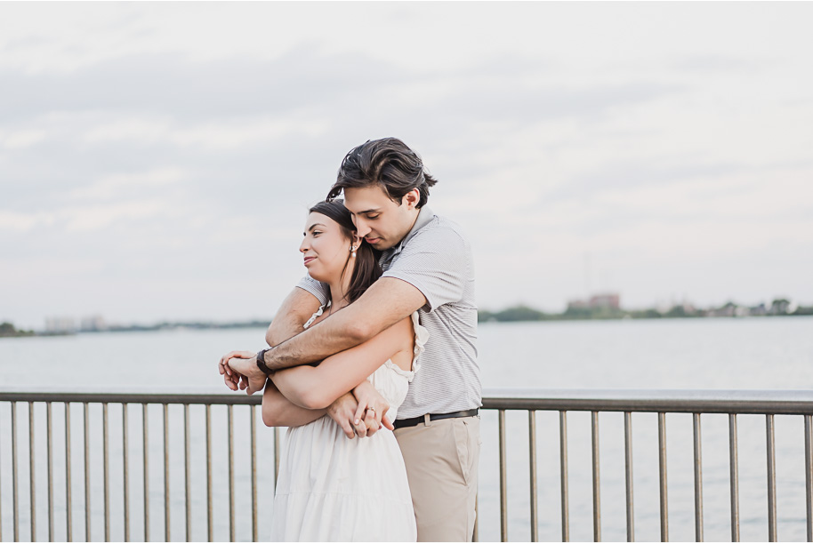 A classicly styled romantic downtown Detroit engagement session provided by top-rated Detroit wedding photographer Kari Dawson.