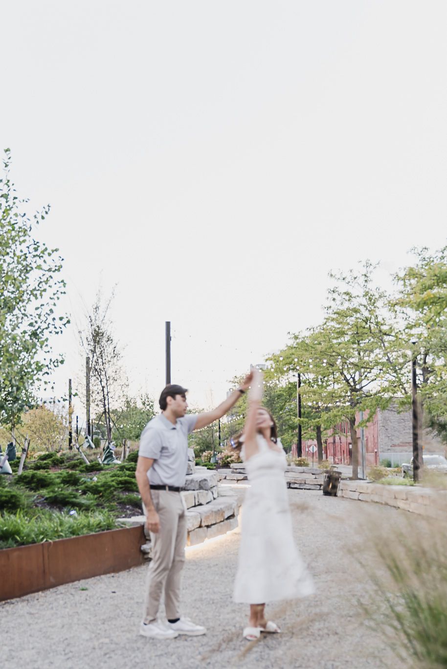 A classicly styled romantic downtown Detroit engagement session provided by top-rated Detroit wedding photographer Kari Dawson.