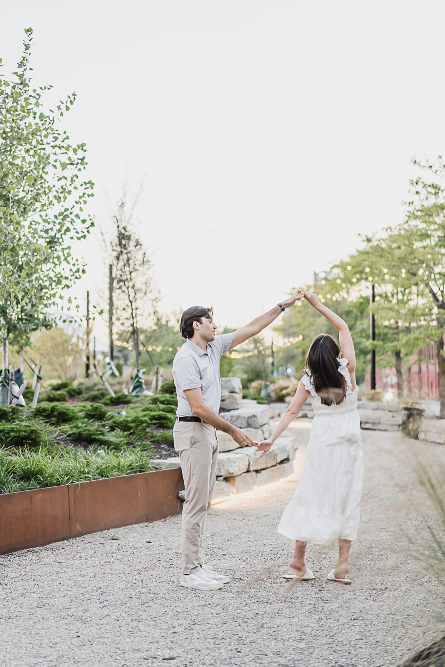 A classicly styled romantic downtown Detroit engagement session provided by top-rated Detroit wedding photographer Kari Dawson.