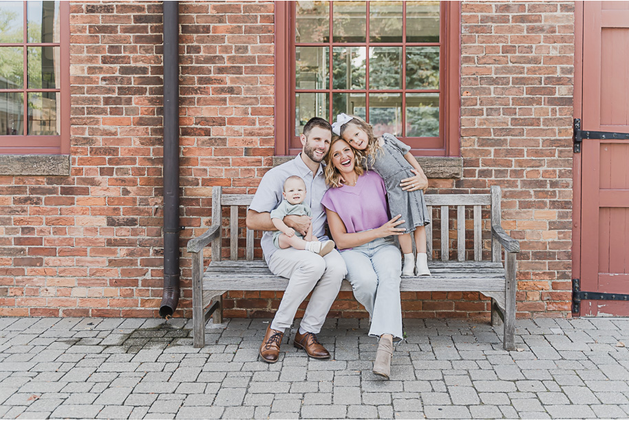 A fun Greenfield Village family photo session in Dearborn, Michigan provided by top-rated Detroit portrait and wedding photographer Kari Dawson.