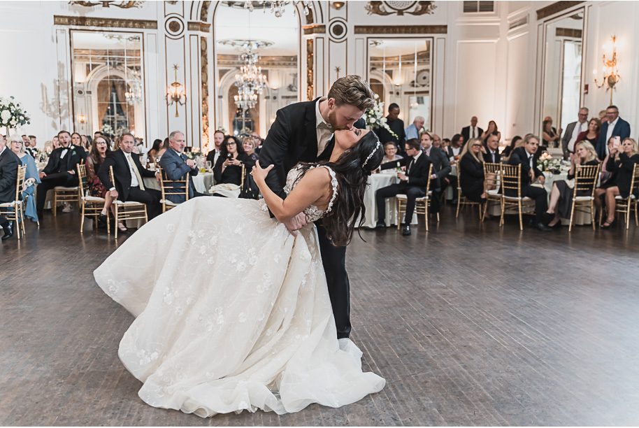 A romantic fall Colony Club wedding in Detroit, MI provided by Kari Dawson, top-rated Detroit wedding photographer and her team.