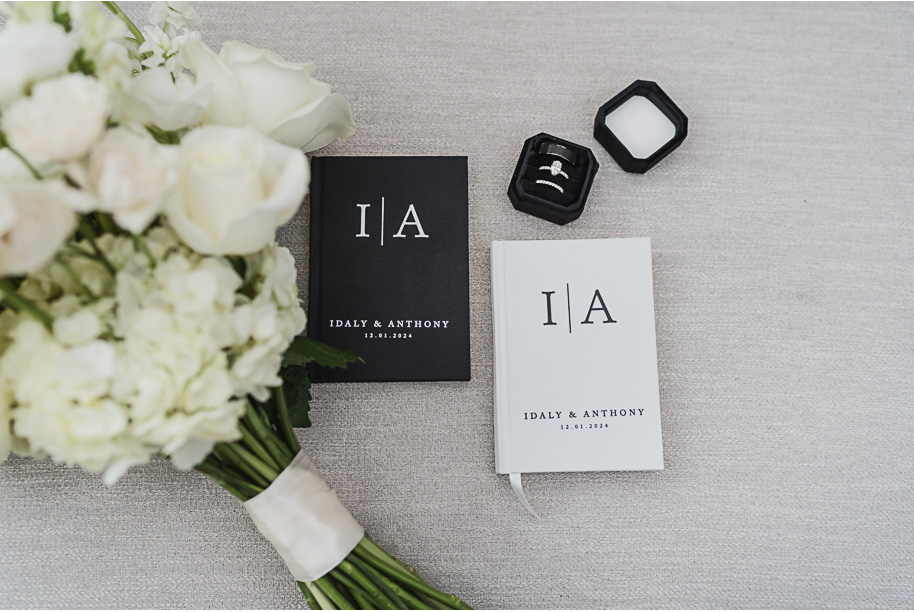 A classic black and white black tie winter Planterra wedding in West Bloomfield, Michigan provided by top-rated Detroit wedding photographer, Kari Dawson and her team.