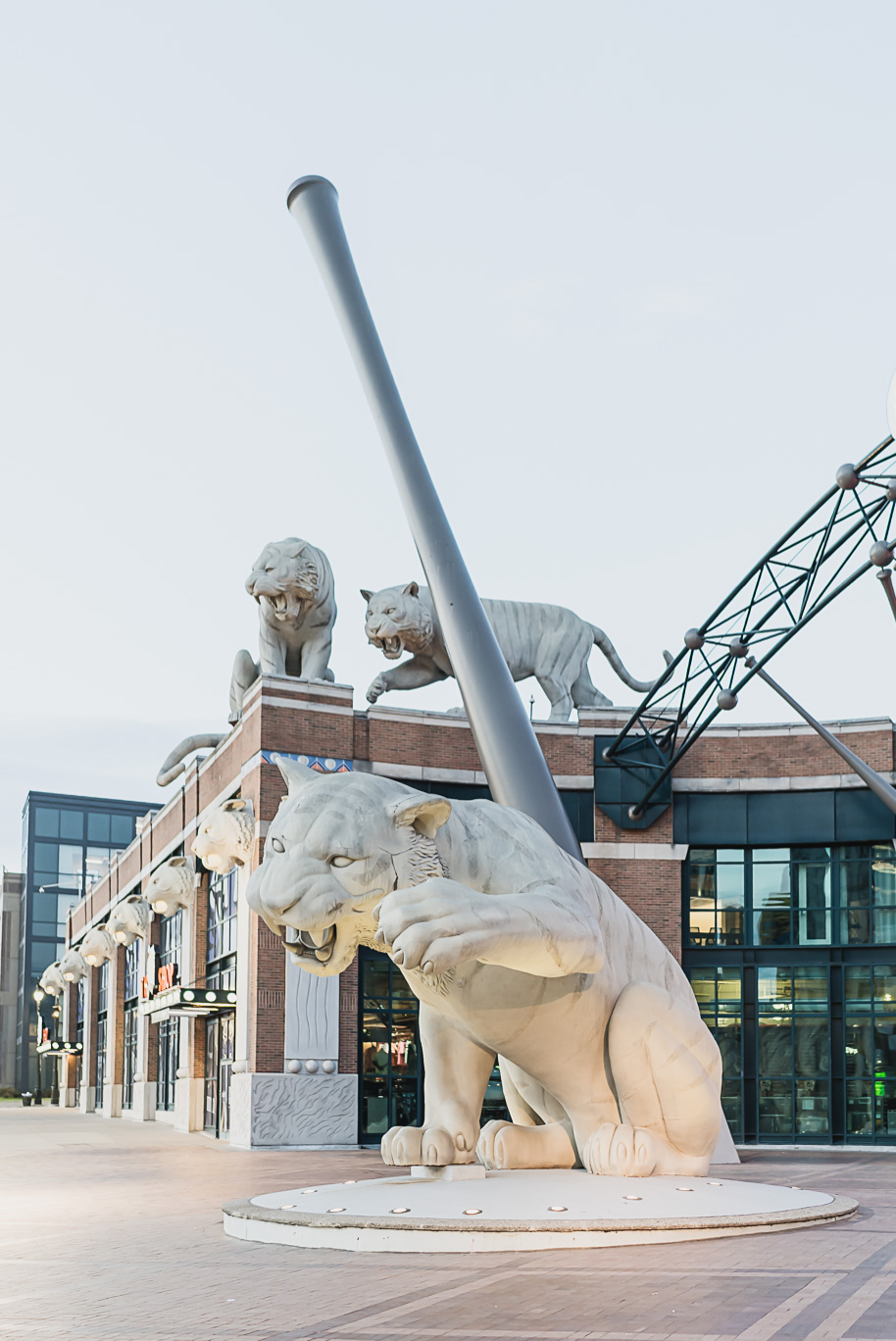 Downtown Detroit Tiger at Comerica Park for these Detroit engagement photos by Kari Dawson