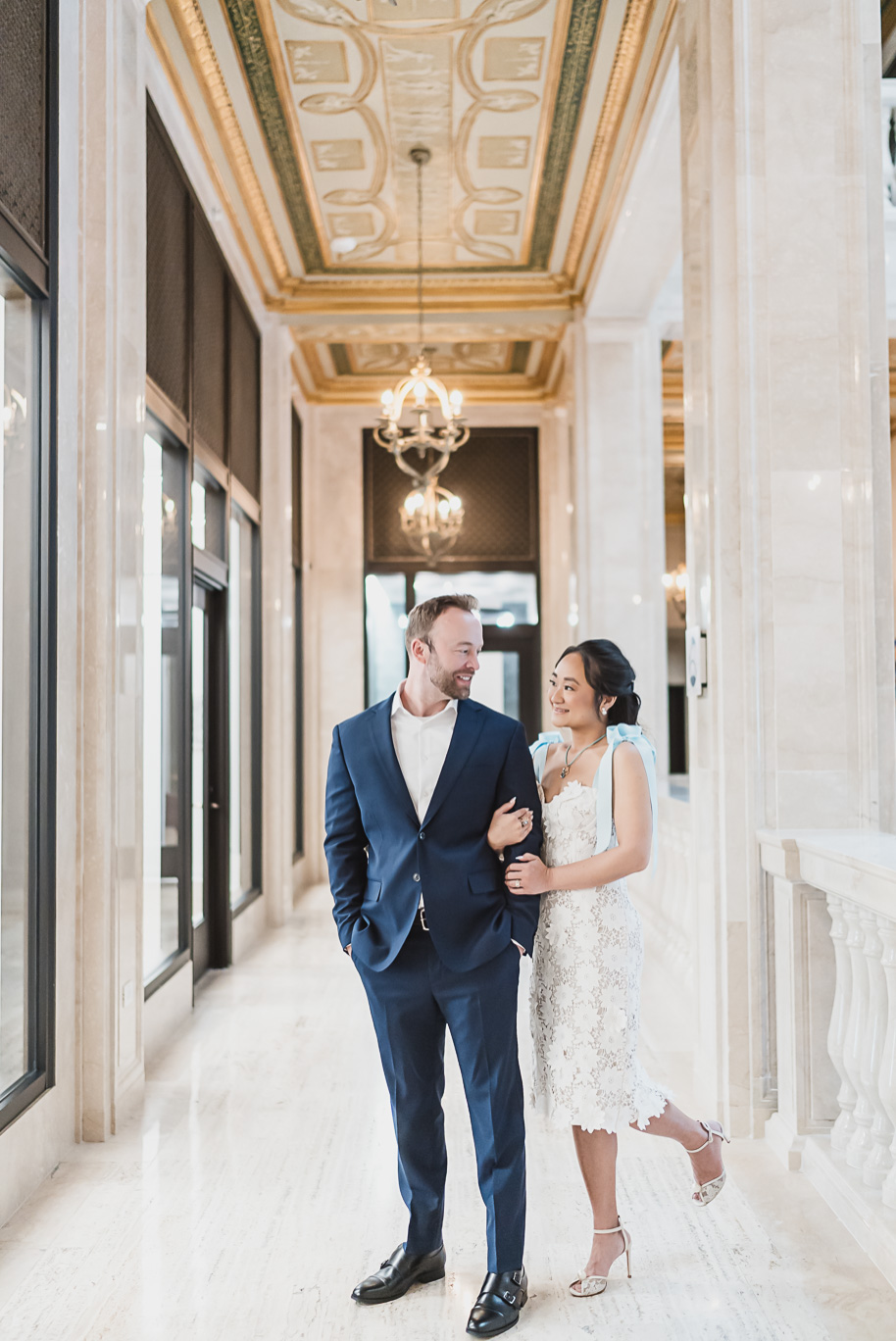 Book Tower engagement photos in Detroit by top-rated Detroit Wedding Photographers Kari Dawson + Co
