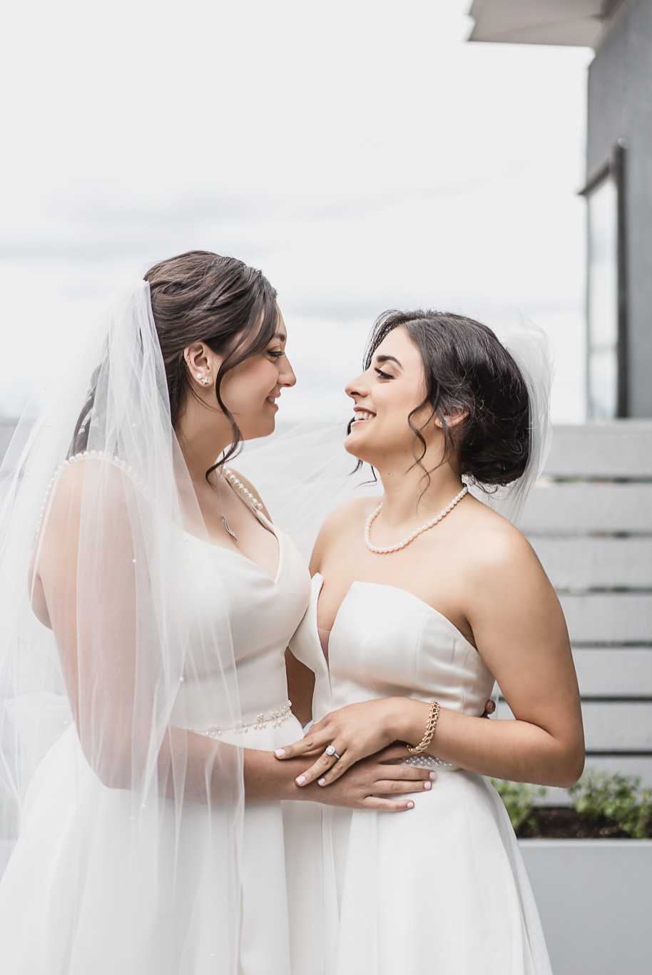 A summer black tie lush Planterra Conservatory Wedding same sex in West Bloomfield Michigan by Kari Dawson.