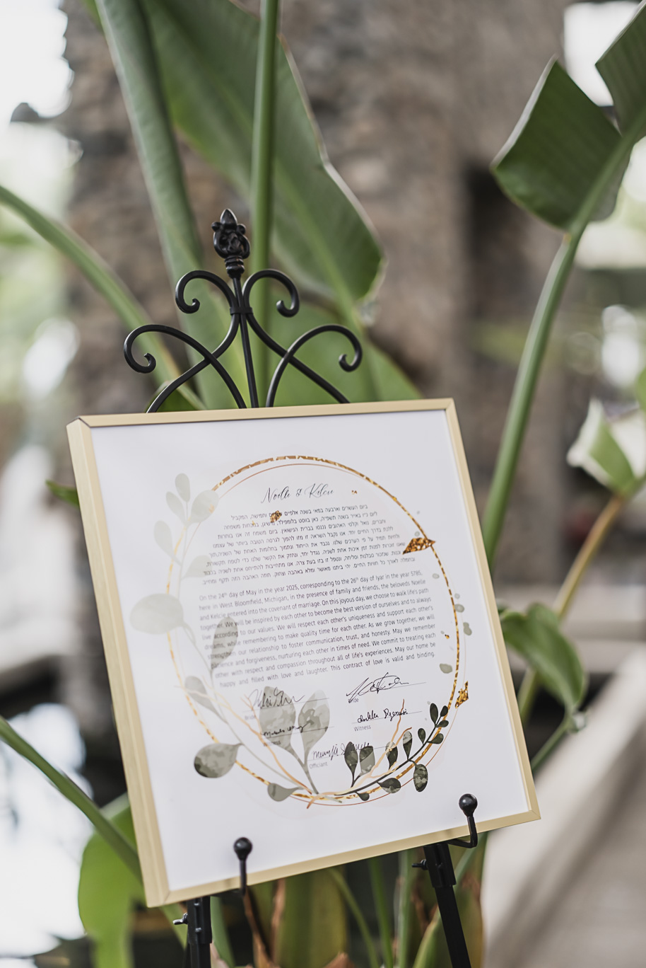 A summer black tie lush Planterra Conservatory Wedding same sex in West Bloomfield Michigan by Kari Dawson.