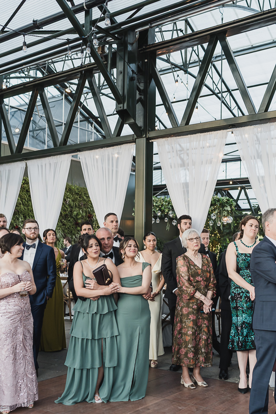 A summer black tie lush Planterra Conservatory Wedding same sex in West Bloomfield Michigan by Kari Dawson.