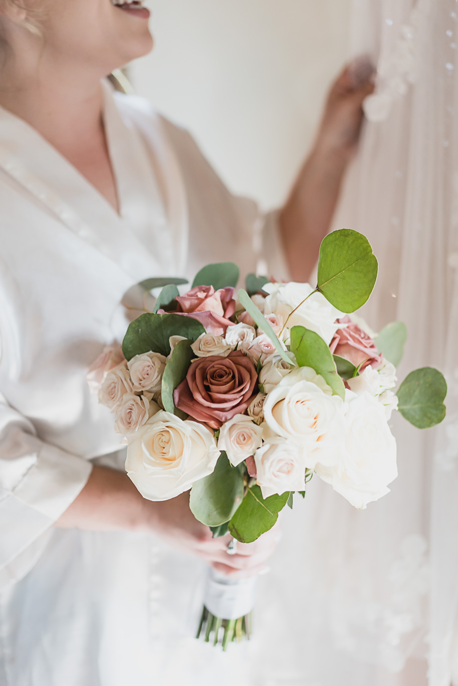 Dusty rose and navy wedding at Tobacco Ranch with sunset portraits and emotional ceremony