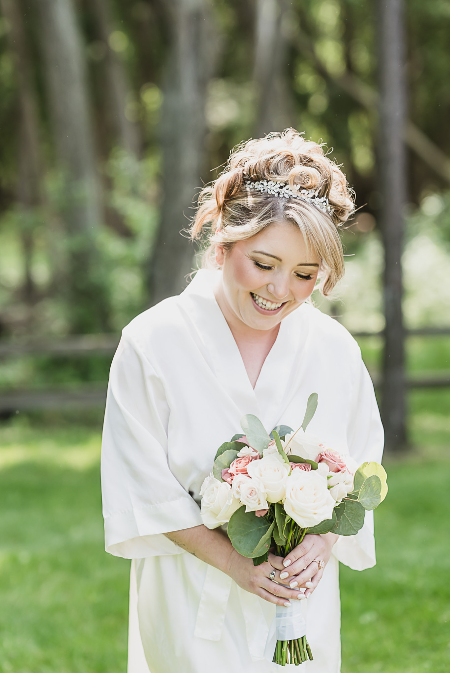 Dusty rose and navy wedding at Tobacco Ranch with sunset portraits and emotional ceremony