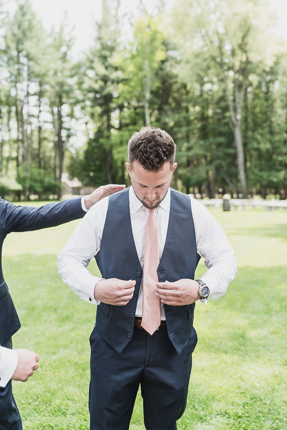 Dusty rose and navy wedding at Tobacco Ranch with sunset portraits and emotional ceremony