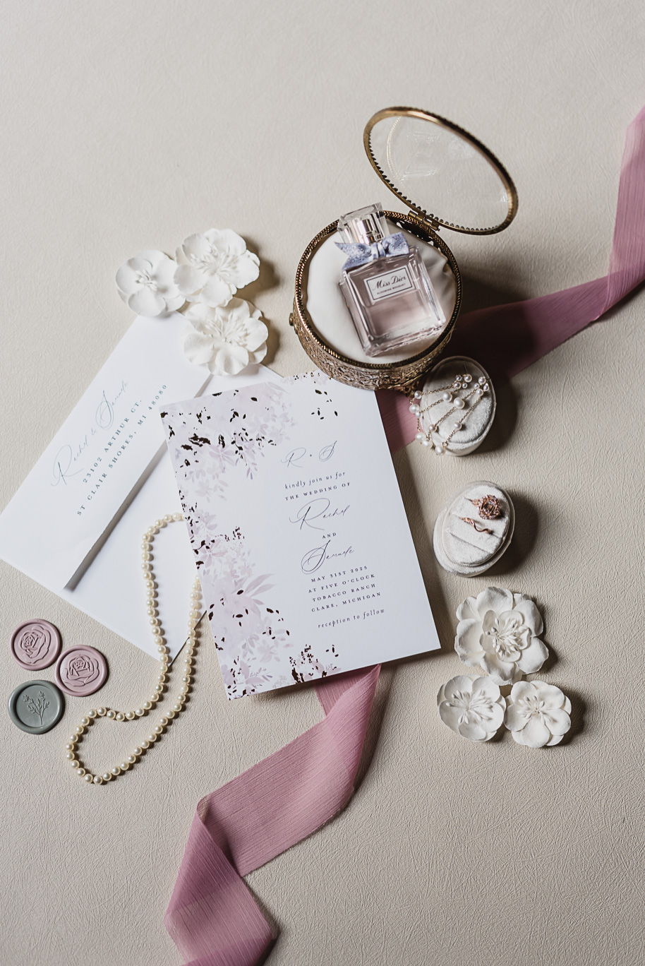 Dusty rose and navy wedding at Tobacco Ranch with sunset portraits and emotional ceremony
