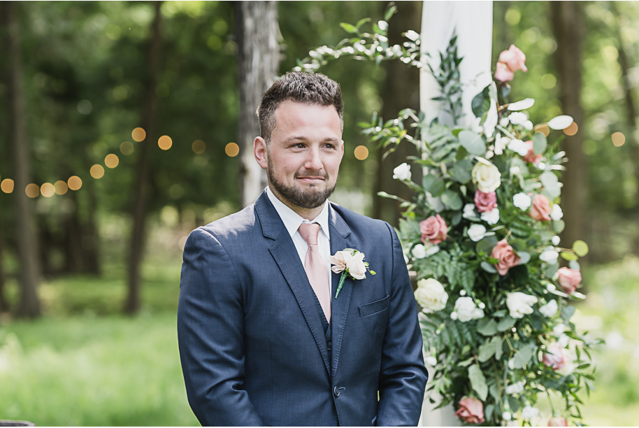 Dusty rose and navy wedding at Tobacco Ranch with sunset portraits and emotional ceremony