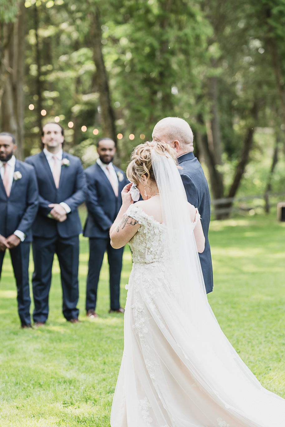 Dusty rose and navy wedding at Tobacco Ranch with sunset portraits and emotional ceremony