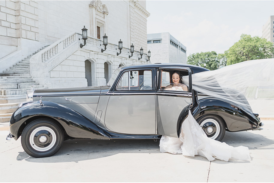 A classic black tie dusty blue and black Detroit Yacht Club wedding steeped in tradition, family heirlooms, hydrangaes, and happy tears by Kari Dawson, top rated Detroit wedding photographer, and her team. 