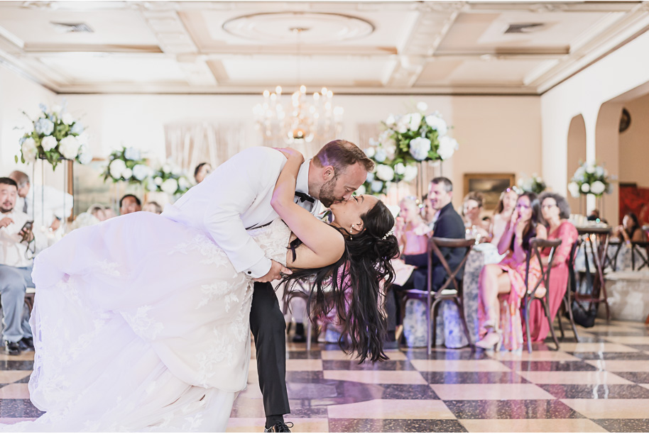 A classic black tie dusty blue and black Detroit Yacht Club wedding steeped in tradition, family heirlooms, hydrangaes, and happy tears by Kari Dawson, top rated Detroit wedding photographer, and her team. 