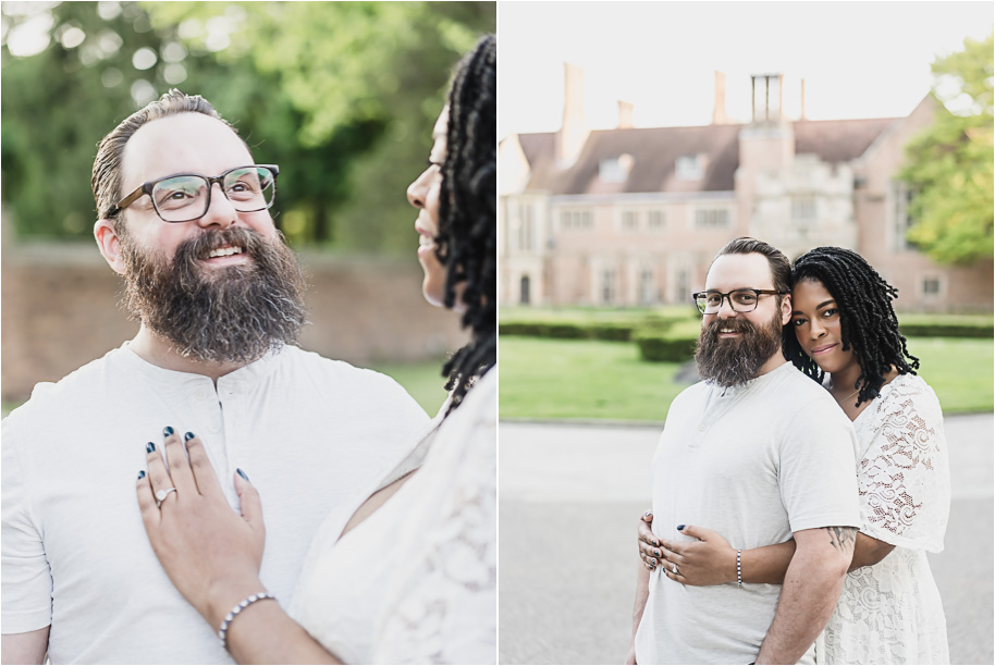 Sunlit Strolls and Timeless Love at Meadow Brook Hall; a romantic Meadow Brook Hall Engagement Session provided by top-rated Rochester wedding photographer, Kari Dawson.