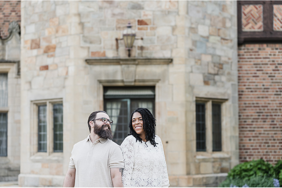 Sunlit Strolls and Timeless Love at Meadow Brook Hall; a romantic Meadow Brook Hall Engagement Session provided by top-rated Rochester wedding photographer, Kari Dawson.