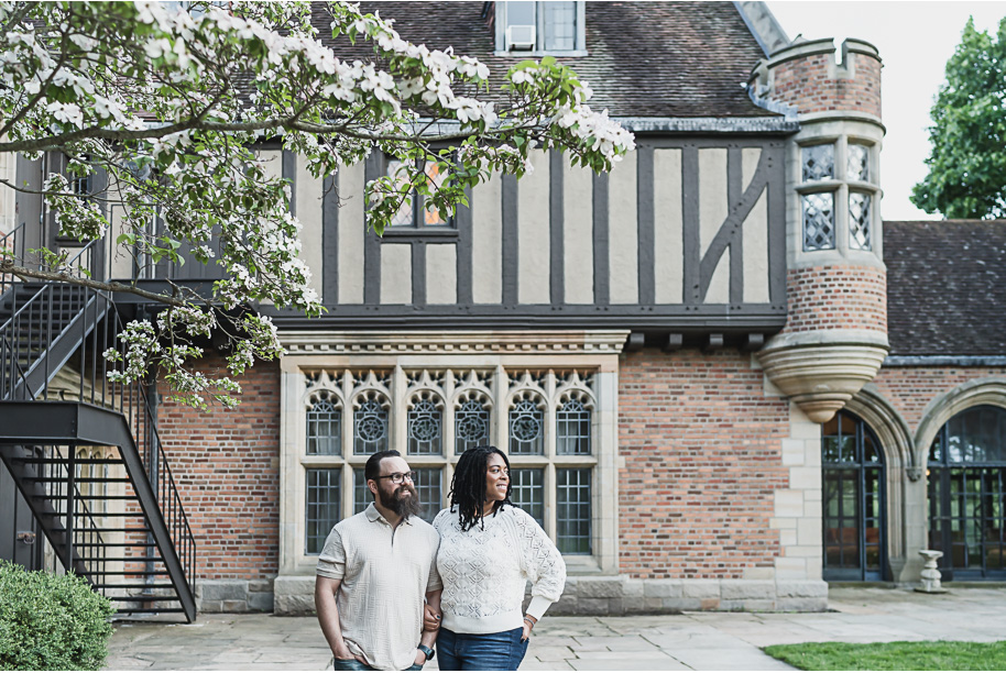 Sunlit Strolls and Timeless Love at Meadow Brook Hall; a romantic Meadow Brook Hall Engagement Session provided by top-rated Rochester wedding photographer, Kari Dawson.