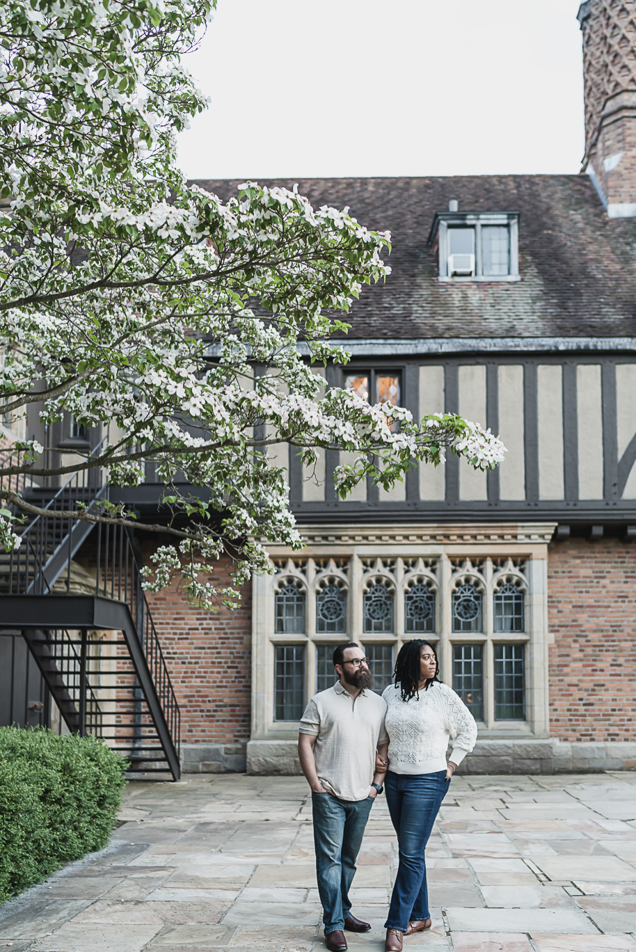 Sunlit Strolls and Timeless Love at Meadow Brook Hall; a romantic Meadow Brook Hall Engagement Session provided by top-rated Rochester wedding photographer, Kari Dawson.