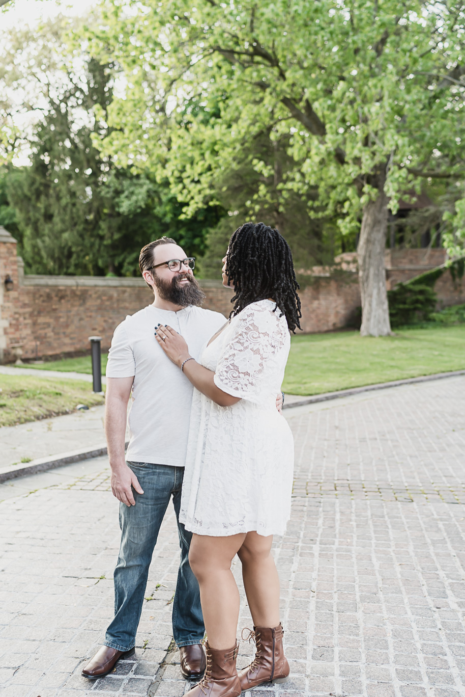 Sunlit Strolls and Timeless Love at Meadow Brook Hall; a romantic Meadow Brook Hall Engagement Session provided by top-rated Rochester wedding photographer, Kari Dawson.