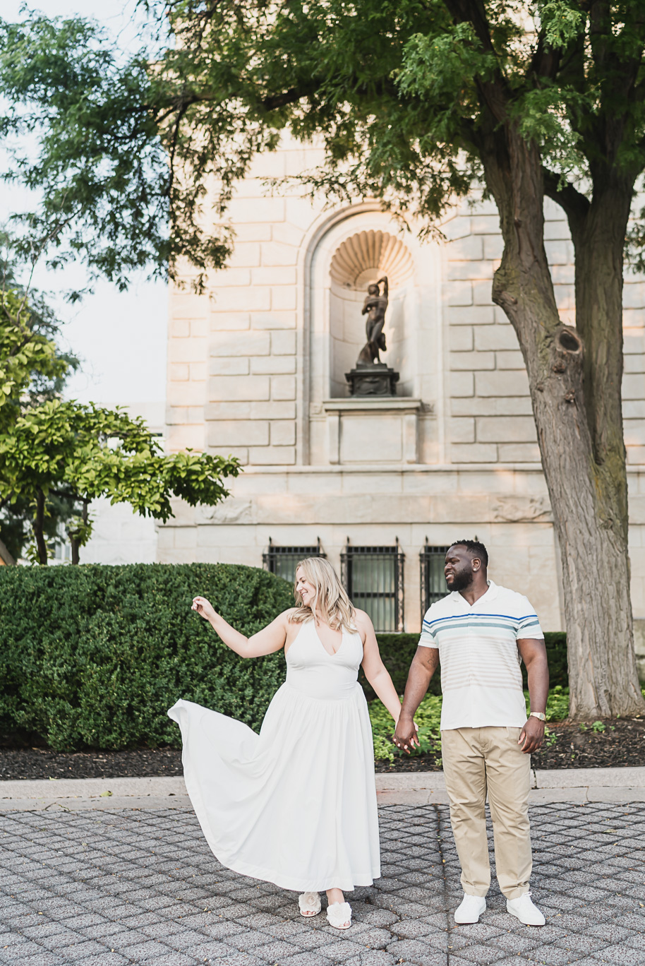 A Michigan Central Engagement full of romance and iconic style provided by Kari Dawson, top-rated Detroit wedding photographer, and her team.  