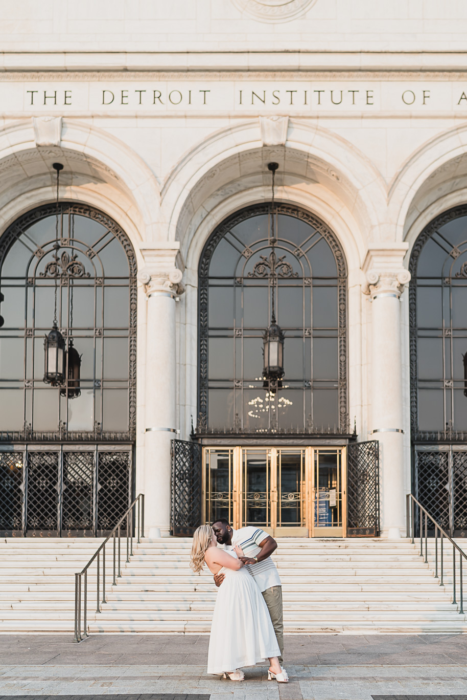 A Michigan Central Engagement full of romance and iconic style provided by Kari Dawson, top-rated Detroit wedding photographer, and her team.  