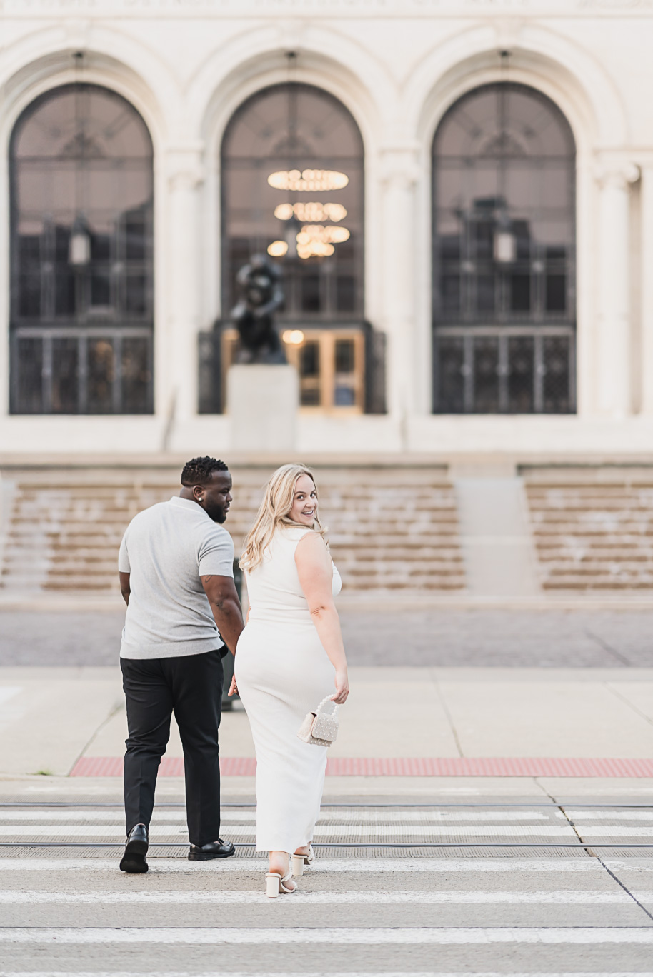 A Michigan Central Engagement full of romance and iconic style provided by Kari Dawson, top-rated Detroit wedding photographer, and her team.  