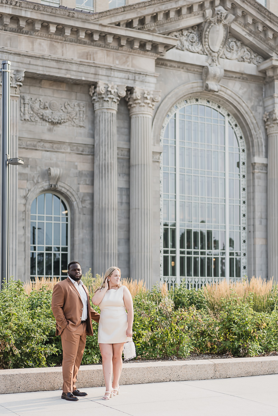 A Michigan Central Engagement full of romance and iconic style provided by Kari Dawson, top-rated Detroit wedding photographer, and her team.  