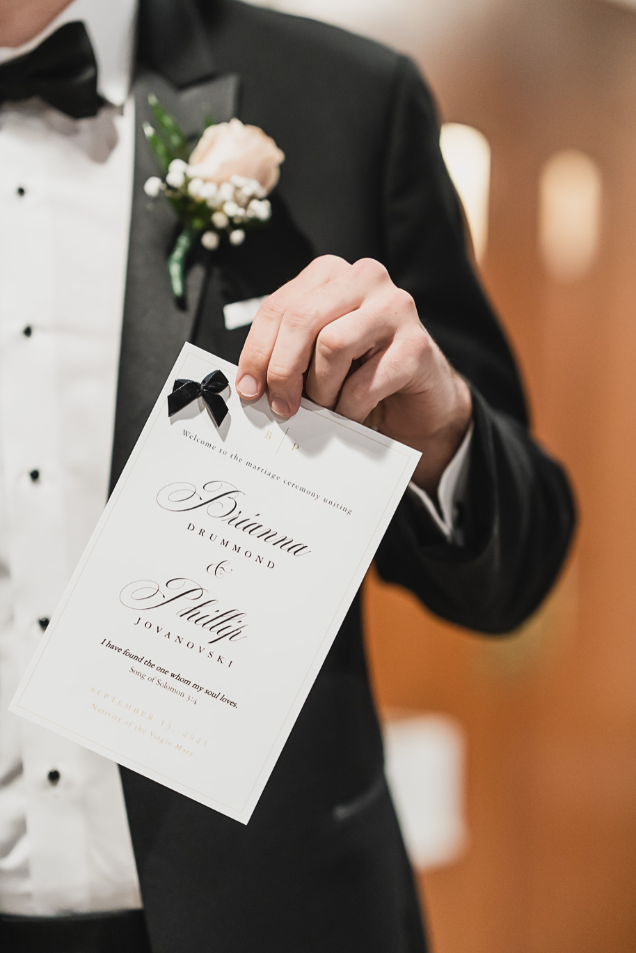 A romantic black and champagne black tie fall Macedonian Lovett Hall wedding documented by Kari Dawson and Co 
